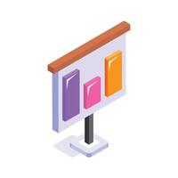 A well crafted icon of presentation board in editable style, business analysis vector