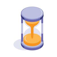 An isometric icon of hourglass, symbolizing time, deadlines, urgency, and time management. vector