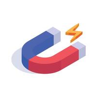 Physics magnet icon in isometric style, scalable of attraction vector