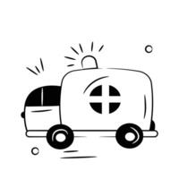 Doodle icon of ambulance in modern design style vector