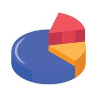 Grab this carefully crafted isometric icon of Pie Graph, business analysis vector