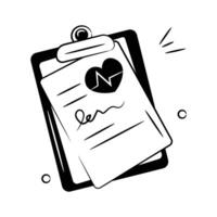 Heart report, health report design in hand drawn doodle style vector