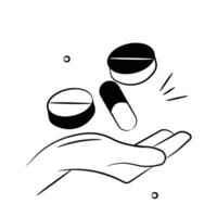 An icon of various pills and capsules, symbolizing medication and healthcare. vector