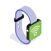 Isometric icon of a smartwatch displaying wifi signals, symbolizing connectivity and technology vector