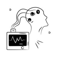 An icon representing electroencephalography used to measure brain electrical activity. vector
