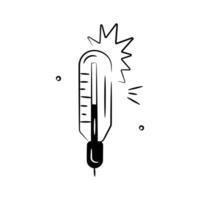 Hand drawn doodle icon of thermometer in trendy style. vector