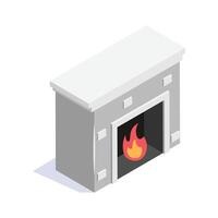 An isometric icon of fireplane, fire hearth design vector
