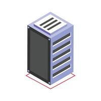 Isometric icon of a server rack, used for data storage vector