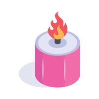 A captivating isometric icon of candle, ready to use vector