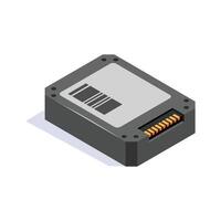 Isometric SSD icon, solid state drive storage for fast, reliable data access vector