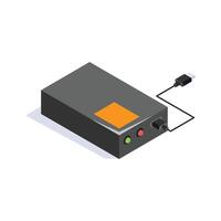 isometric icon of an external hard drive with USB connectivity for data storage vector