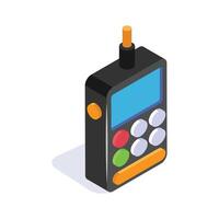 Isometric icon of a vintage mobile phone, showcasing early communication technology vector