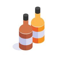A trendy isometric icon of champagne bottles isolated on white background vector