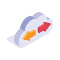 Grab this creative isometric icon of cloud data transfer in editable style vector