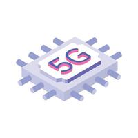 5G microchip isometric icon, advanced technology and high speed wireless connectivity vector