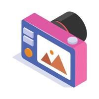 Well designed isometric icon of digital camera in modern style vector