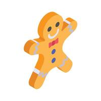 Gingerbread man cookie isometric design in modern style vector