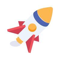 A vibrant and simple rocket icon, perfect for tech and space themed designs vector