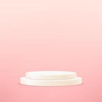 Pink studio room background. Pink background 3d with white podium. Empty room with light effect. Space for selling products on the website. Round stage for showcase. illustration vector