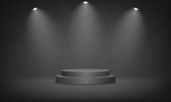 Black color studio room background. Black and grey color background 3d with podium. Empty room with light effect. Space for selling products on the website. illustration. vector