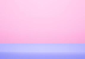 Pastel pink and purple Studio background. Two tone color studio room background. Space for selling products on the website. Pink and purple Background Empty Room Studio with table. vector
