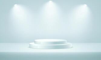 Grey background 3d with podium. Empty white and grey studio room background. Space for selling products on the website. Minimal wall scene for products stage showcase. illustration. vector
