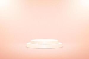 Pastel Pink studio room background. Pink background 3d with cream podium. Empty room with light effect. Space for selling products on the website. Round stage for showcase. illustration vector