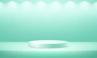 Green background 3d with podium. Empty blue and green studio room background. Space for selling products on the website. Minimal wall scene for products stage showcase. illustration. vector