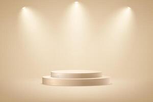 Beige background 3d with podium. Empty beige studio room background. Space for selling products on the website. Minimal wall scene for products stage showcase. illustration. vector