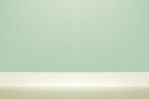 Pastel green Studio background. two tone color studio room background. Space for selling products on the website. Pastel green and cream Background Empty Room Studio with table. vector