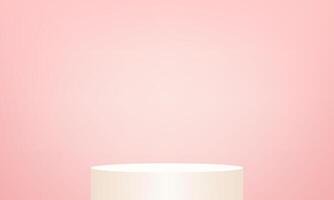 Pink studio room background. Pink background 3d with cream podium. Space for selling products on the website. illustration. vector
