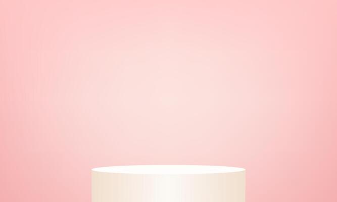 Pink studio room background. Pink background 3d with cream podium. Space for selling products on the website. illustration.
