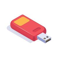 Universal serial bus, external data storage, flash drive icon in isometric style vector