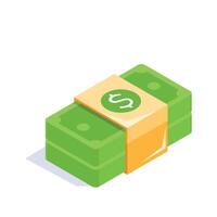An icon of paper currency in modern style, of banknotes in isometric style vector