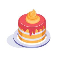 Pancakes with cream, isometric of pancake in trendy style vector