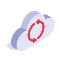 Cloud with arrows, cloud sync in modern isometric style vector