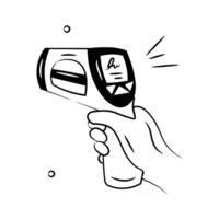 An amazing icon of thermometer gun in modern doodle style vector