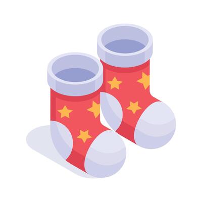 Well designed isometric icon of christmas socks