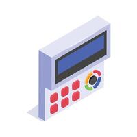 An isometric icon of a digital control panel with buttons and a display vector