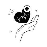 Well designed doodle style icon of heart care, ready to use vector
