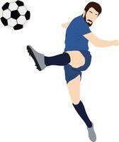 Illustration of a soccer player kicking the ball isolated on white background vector