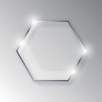 Glass hexagon frame icon in flat style. Mirror panel illustration on isolated background. Border plate sign business concept. vector