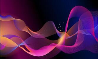 Abstract colorful wave lines on black background, concept of movement. illustration vector