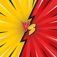 Red and yellow versus comic-style background. Pop art comic sunburst effect background with halftone. Suitable for templates, sale banners, events, ads, web and pages vector