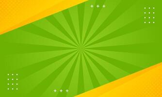 Green and orange abstract gradient background. Pop art comic sunburst effect background with halftone. Suitable for templates, sales banners, events, ads, web, and pages vector