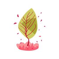 Hand drawn branch with red and raspberry berries. Simple plant design. Flat Clean and decorative. vector