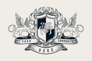 griffin crest logo with simple colors vector