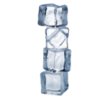 Stack of Four Clear Ice Cubes cut out on transparent background png
