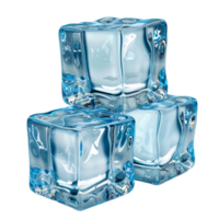 Three Perfectly Clear Ice Cubes Stacked on Each Other with Stunning Reflections and Smooth Surfaces cut out on transparent background png