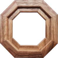 Polished dark wood octagonal frame for photos png